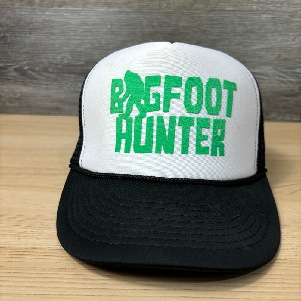 Bigfoot Hunter Hat Cap Snapback Black Green Foam Trucker Cobra Adjustable